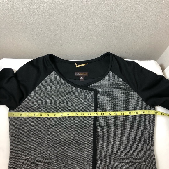 Dana Buchman Women’s Open Waterfall Front Tweed Black Gray Jacket Blazer Size 16 - Picture 12 of 15